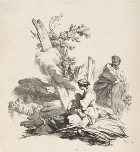 エジプトへの逃亡中の休息 作： Jean Baptiste Marie Pierre