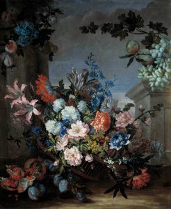 花と果実の絵 ジャン・バティスト（ジャン・バティスト）・モンノワイエ（1634-1699） 17世紀 オルレアン musee des Beaux Arts 作： Jean Baptiste Monnoyer