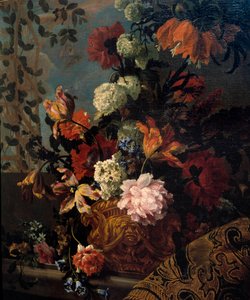 花の静物画 ジャン・バティスト(Jean-Baptiste) モンノワイエ(1634-1699)作 17世紀 日1,13x1 m マルセイユ、ミュゼ・デ・ボザール 作： Jean Baptiste Monnoyer