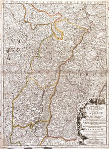 アルザス(フランス)の地図(エングレービング) 作： Jean Baptiste Nolin