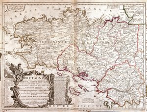 ブルターニュ(フランス)の地図 作： Jean Baptiste Nolin