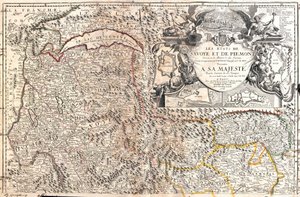 サヴォイとピエモンテ（イタリア）の地図（エングレーヴィング 作： Jean Baptiste Nolin