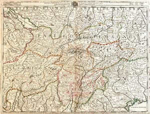 チロル州（ドイツ）の地図（エングレービング 作： Jean Baptiste Nolin