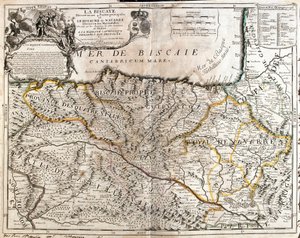 ビスケー州(スペイン)とナバラ王国(フランス)の地図(エングレーヴィング) 作： Jean Baptiste Nolin