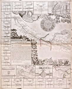 水道橋のあるミディ運河の地図（エングレーヴィング 作： Jean Baptiste Nolin