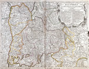 ドーフィネ（フランス）の地図（エングレービング 作： Jean Baptiste Nolin