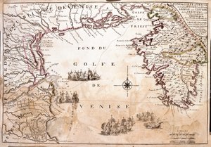 アドリア海、ヴェネツィア湾の地図（エングレービング 作： Jean Baptiste Nolin