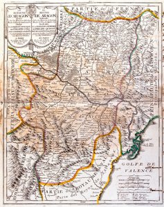 アラゴン王国（スペイン）の地図（エングレービング 作： Jean Baptiste Nolin