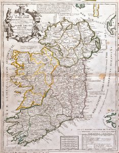 イングランド・スコットランド・アイルランド女王マリー・デステ(1658-1718)に献上されたアイルランド王国の地図（エングレーヴィング 作： Jean Baptiste Nolin