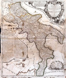 ナポリ王国（イタリア）の地図（エングレービング