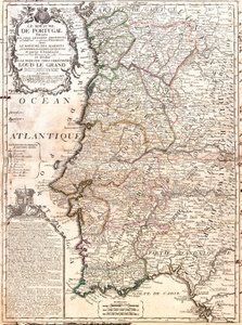 ポルトガル王国の地図（エングレーヴィング 作： Jean Baptiste Nolin