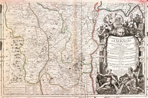 リヨネ(フランス)の地図(エングレービング) 作： Jean Baptiste Nolin