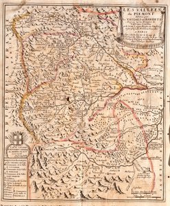 ピエモンテ(イタリア)の地図(エングレービング) 作： Jean Baptiste Nolin