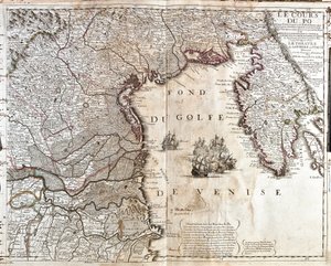 イタリアのポー川河口の地図（エングレービング