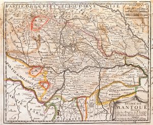 イタリア・マントヴァ県の地図（エングレーヴィング 作： Jean Baptiste Nolin
