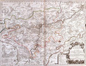 ナミュール県（ベルギー）の地図（エングレービング 作： Jean Baptiste Nolin