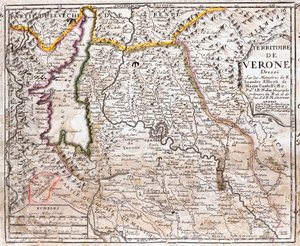 ヴェローナ(イタリア・ヴェネト州)の領土地図(エッチング) 作： Jean Baptiste Nolin