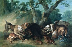 犬に襲われた野生の雌豚とその子豚 作： Jean Baptiste Oudry