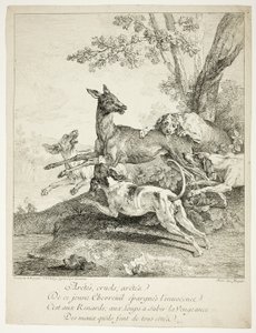 犬に襲われる鹿 作： Jean Baptiste Oudry