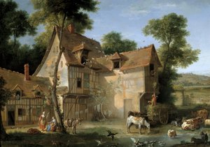 ディテール・ファームジャン・バティスト・ウードリ（1686-1755）の絵画 1750年 日1,3x2,12 m 作： Jean Baptiste Oudry