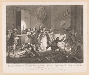 インテリア メット グループ vechtende mensen 2人のサーヴァントがお尻を叩かれる戦いのリニューアル(称号オンオブジェクト) Roman Comique van Scarron (シリーズ タイトル) のシーン 作： Jean Baptiste Oudry
