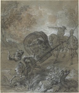 泥沼で撃たれたストレッチャーのラ・ランキューン 作： Jean Baptiste Oudry