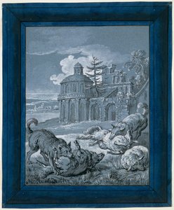 羊を襲う狼（『ライン・ド・トロップII） 作： Jean Baptiste Oudry