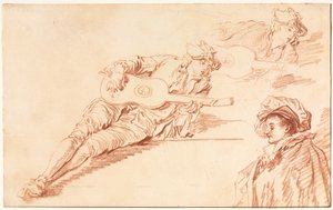 ギタリスト、1720年代。 作： Jean Baptiste Pater