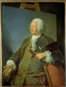 画家ジャン・バティスト・ウードリ（1686-1755）の肖像 ジャン・バティスト・ペロノー（Jean Baptiste Perronneau）（1715-1783）の絵画 18世紀 日 1,31x1,05 m 作： Jean Baptiste Perronneau