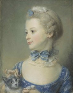 猫を持つ少女マリーアンフキエ、1747年。