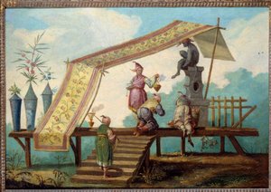 シノワズリ。中国の供物を表現した装飾パネル。ジャン・ピルマン（1728-1808）が描いたドアトップ