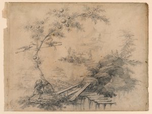 素描、シノワズリ・ファンタジー、1780年頃 作： ジャン・バプティスト・ピレメント