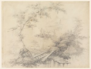 素描、シノワズリ・ファンタジー、1780年頃 作： ジャン・バプティスト・ピレメント