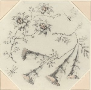 トランペットの花とヒナギク 作： Jean Baptiste Pillement
