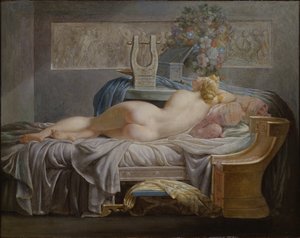 Sappho (630-580 BC) - Regnault, Jean Baptiste (1754-1829)による「サッポー」。油彩・キャンバスサイズ：42x53cmストックホルム国立博物館 作： Jean Baptiste Regnault