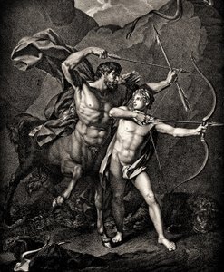 カイロンによるアキレスの教育、c.1798 作： Jean Baptiste Regnault
