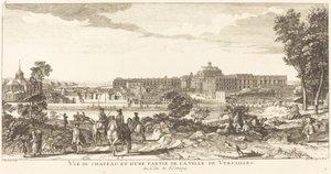 シャトーとベルサイユの街の一部の眺め 作： Jean Baptiste Rigaud