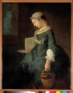 若い女学生 ジャン・バティスト・シメオン・シャルダン（1699-1779）の絵画 18世紀 サンクトペテルブルクエルミタージュ美術館 作： Jean Baptiste Simeon Chardin