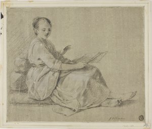 地面に座る裸足の女性 作： Jean Baptiste Simeon Chardin