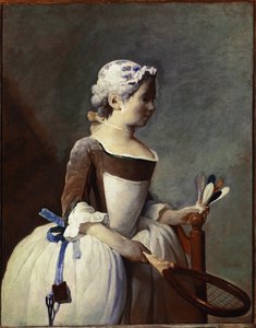 ラケットと羽根を持つ少女」（油彩・キャンバス、1737年頃 作： Jean Baptiste Simeon Chardin