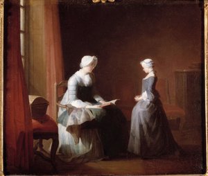 良い教育を受けた。ジャン・バティスト・シメオン・シャルダン（1699-1779）の絵画 作： Jean Baptiste Simeon Chardin