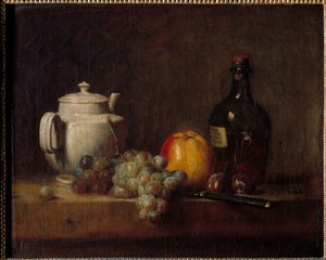 La teiere blanche avec raisins ジャン・バティスト・シメオン・シャルダン（1699-1779）の絵画 18世紀 作： Jean Baptiste Simeon Chardin