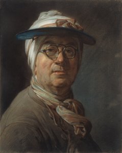 バイザーをつけた自画像 作： Jean Baptiste Simeon Chardin