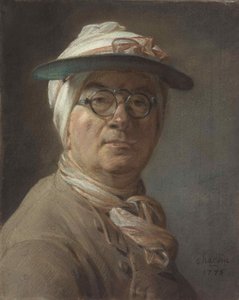 アイシェード付き自画像、1775年。 作： Jean Baptiste Simeon Chardin