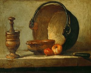 銅の大釜のある静物、1732年。 作： Jean Baptiste Simeon Chardin