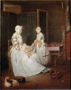 勤勉な母、1740年頃 作： Jean Baptiste Simeon Chardin