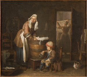 ウォッシャーウーマン（キャンバスに油彩） 作： Jean Baptiste Simeon Chardin