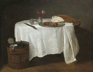 白いテーブルクロス、1731-32 作： Jean Baptiste Simeon Chardin