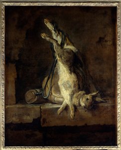 死んだウサギと狩りの道具 ジャン・バティスト・シメオン・シャルダン（1699-1779）の絵画 18世紀 日0.81x0.65 m パリ、ルーヴル美術館