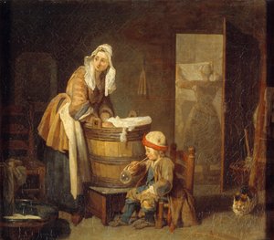 洗濯機です。ジャン・バティスト・シメオン・シャルダン（1699-1779）の絵画 作： Jean Baptiste Simeon Chardin